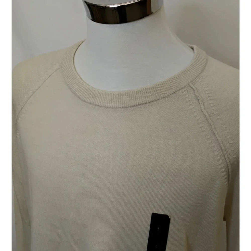 Banana Republic 100% Merino Wool Sweater Men's L Cream Crew Neck NWT #J5084